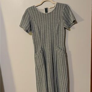 Nursing Friendly Gray Striped Dress